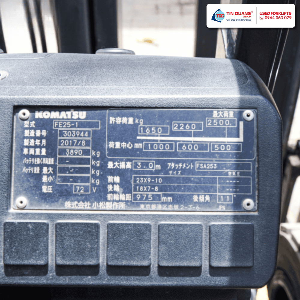 Komatsu Xe Nâng Điện Cũ 2.5 tấn - Model FE25-1 03286 - Ảnh 2
